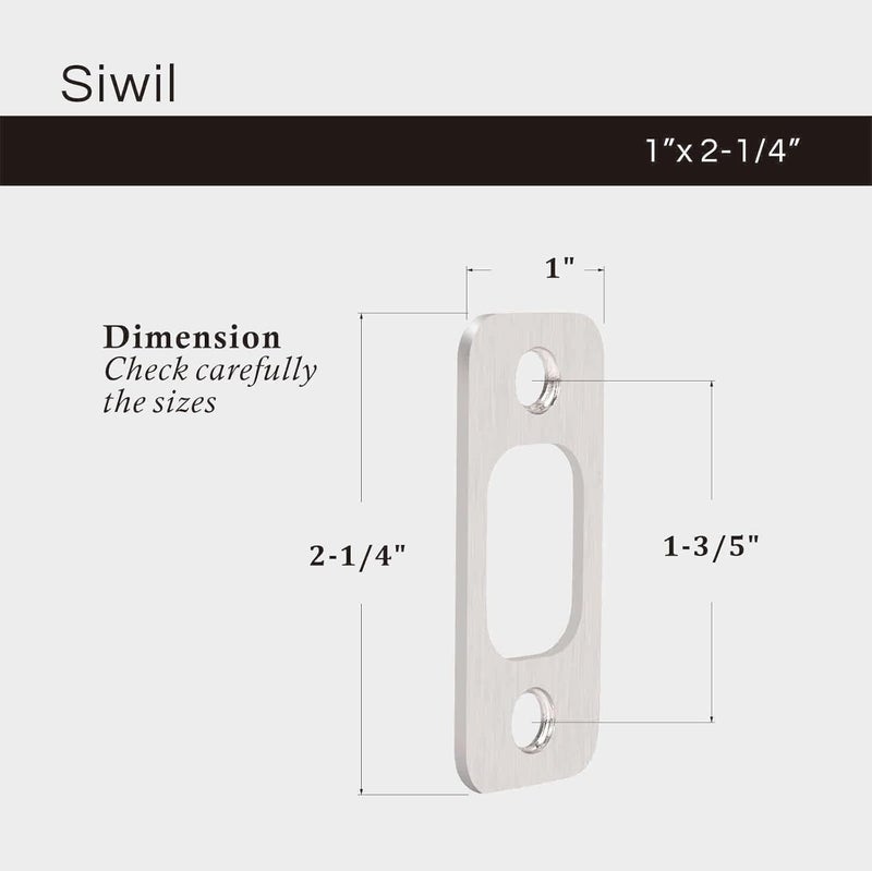 Siwil Round Corner Deadbolt Strike Plate, 1" X 2-1/4“ Door Backplate, Stainless Steel – 2 Pack, Brushed Nickel - Image 5